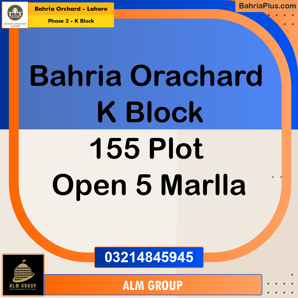 5 Marla Residential Plot for Sale in Phase 2 - K Block -  Bahria Orchard, Lahore - (BP-224210)