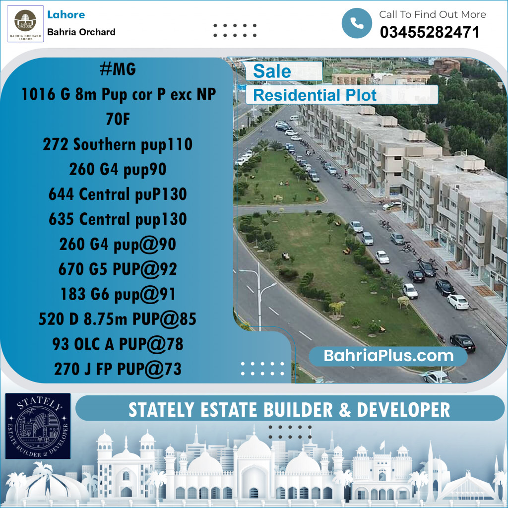 Residential Plot for Sale in Bahria Orchard, Lahore - (BP-224262)