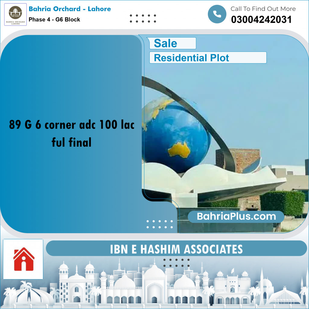 10 Marla Residential Plot for Sale in Phase 4 - G6 Block -  Bahria Orchard, Lahore - (BP-224298)