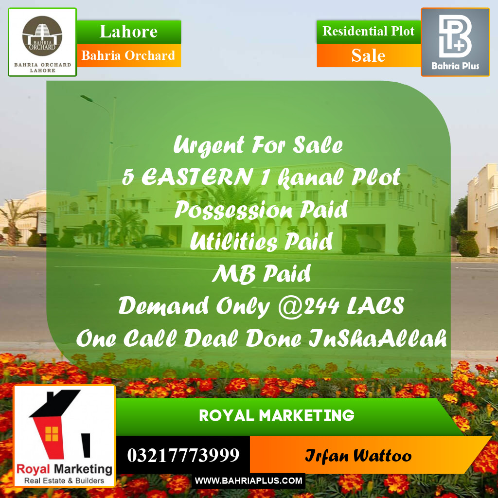 Residential Plot for Sale in Bahria Orchard, Lahore - (BP-224300)