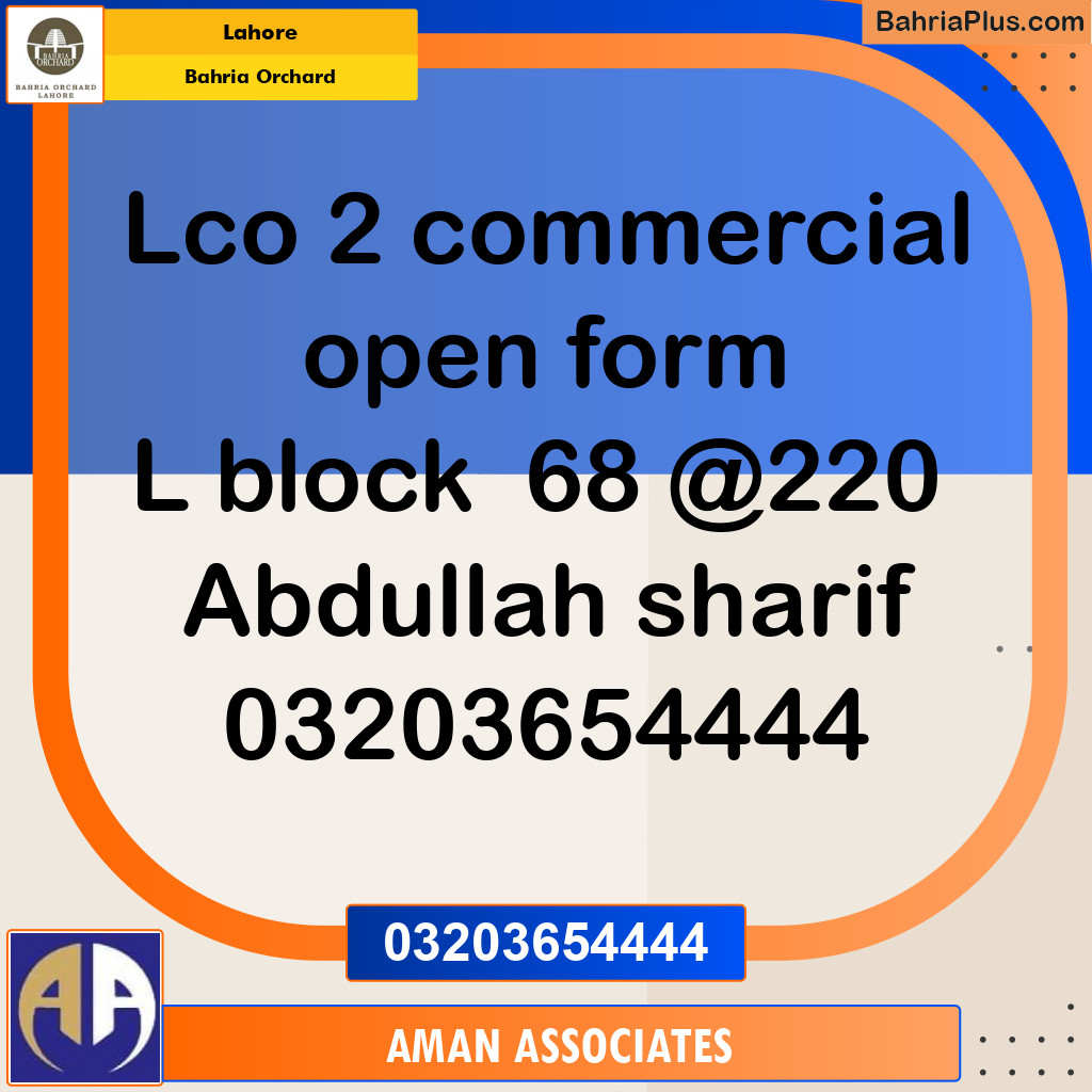 Commercial Plot for Sale in Bahria Orchard, Lahore - (BP-224326)