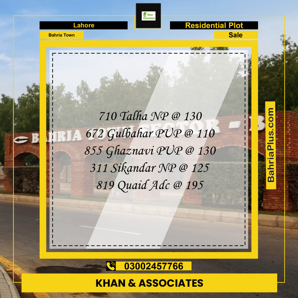 Residential Plot for Sale in Bahria Town, Lahore - (BP-224371)