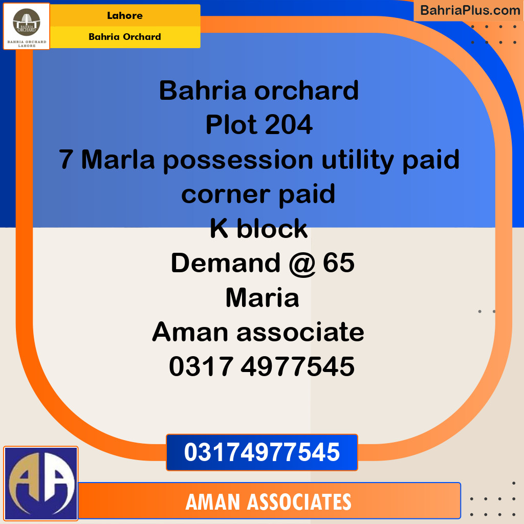 Residential Plot for Sale in Bahria Orchard, Lahore - (BP-224403)