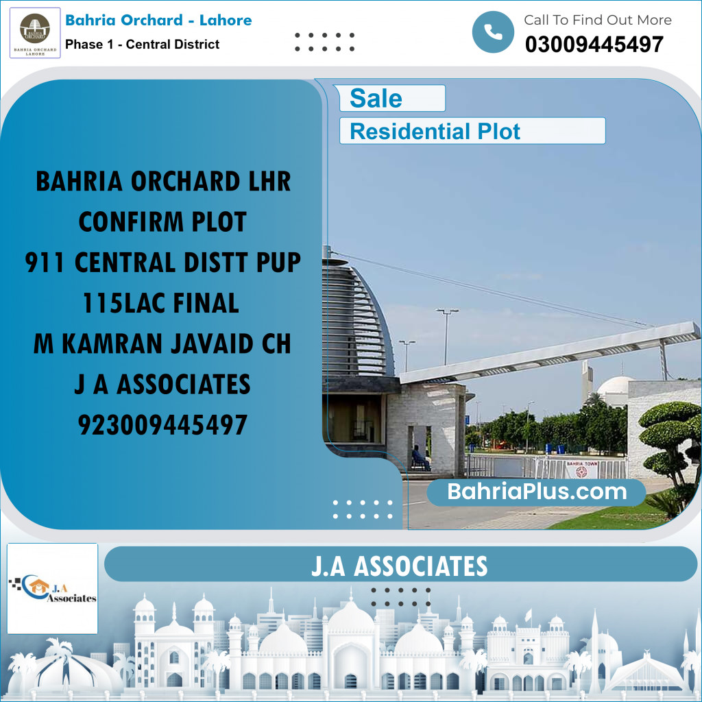 10 Marla Residential Plot for Sale in Phase 1 - Central District - Bahria Orchard, Lahore - (BP-224499)