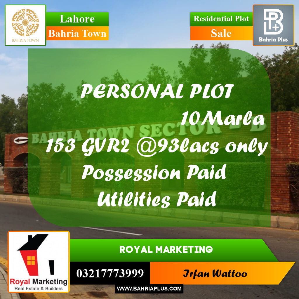 Residential Plot for Sale in Bahria Town, Lahore - (BP-224502)