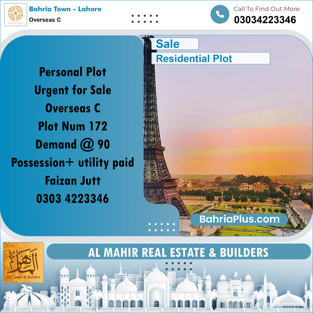 Residential Plot for Sale in Overseas C -  Bahria Town, Lahore - (BP-224529)