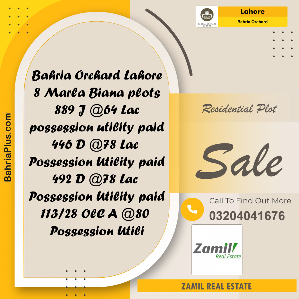 Residential Plot for Sale in Bahria Orchard, Lahore - (BP-224538)