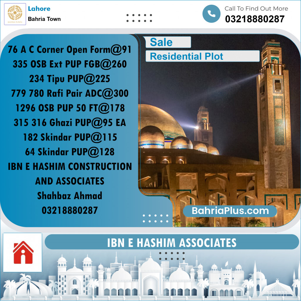 Residential Plot for Sale in Bahria Town, Lahore - (BP-224552)