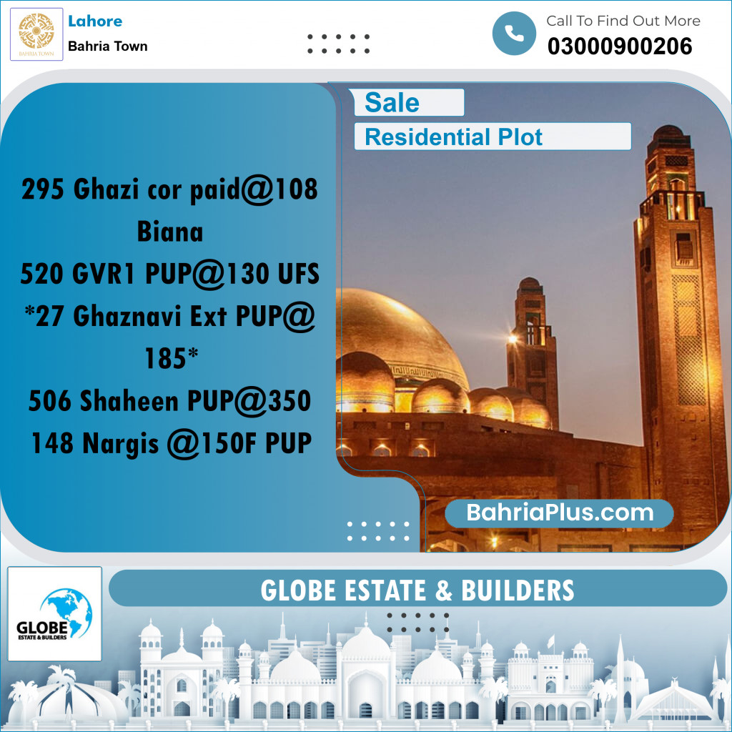 Residential Plot for Sale in Bahria Town, Lahore - (BP-224565)