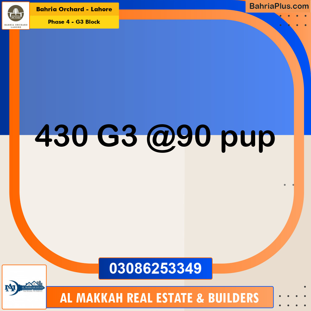 10 Marla Residential Plot for Sale in Phase 4 - G3 Block -  Bahria Orchard, Lahore - (BP-224576)