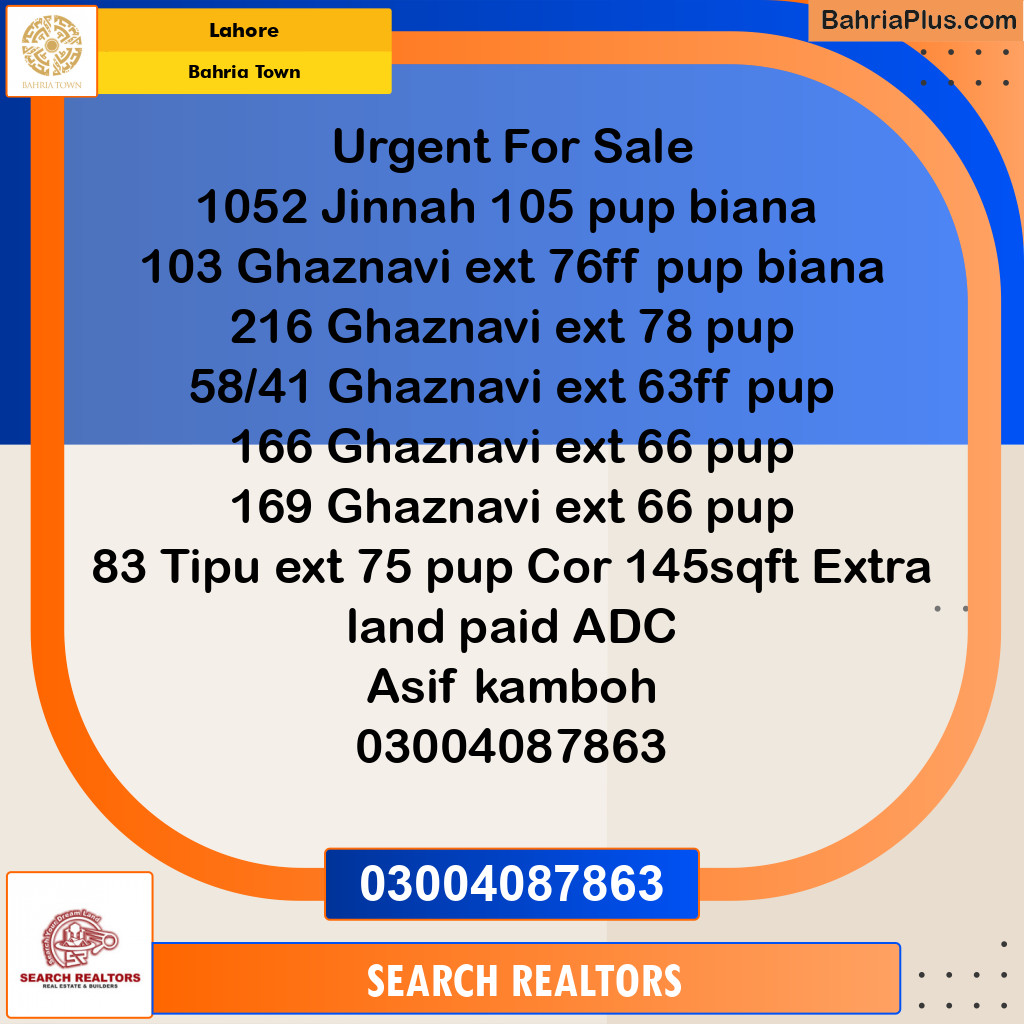 Residential Plot for Sale in Bahria Town, Lahore - (BP-224582)