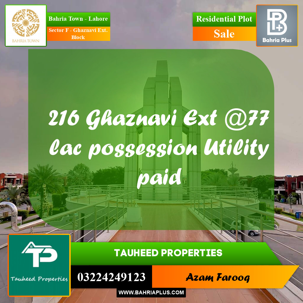 5 Marla Residential Plot for Sale in Sector F - Ghaznavi Ext. Block -  Bahria Town, Lahore - (BP-224590)