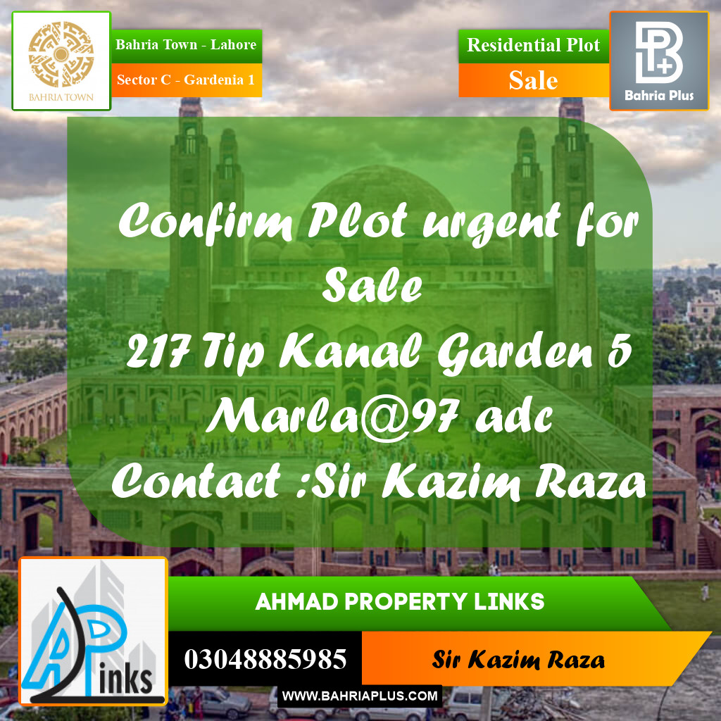 5 Marla Residential Plot for Sale in Sector C - Gardenia 1 -  Bahria Town, Lahore - (BP-224599)