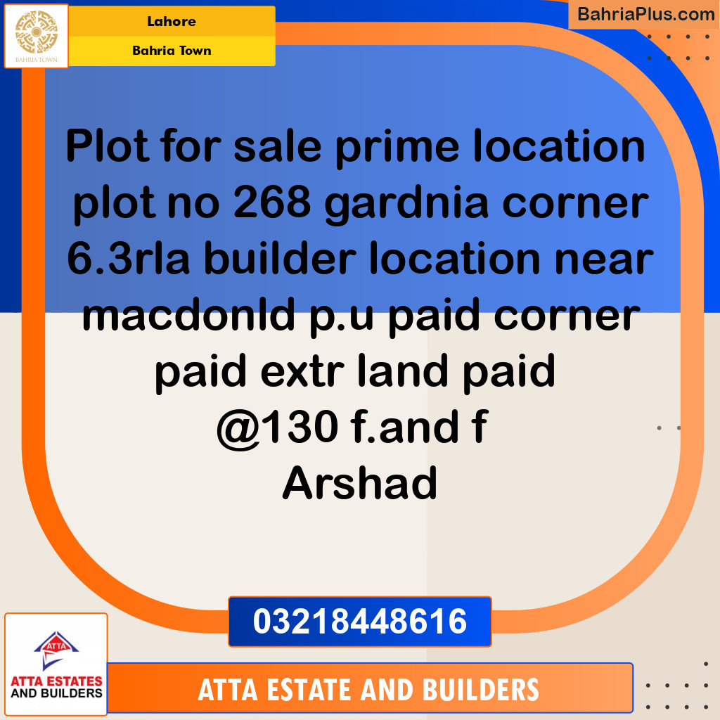 6 Marla Residential Plot for Sale in Bahria Town, Lahore - (BP-224617)