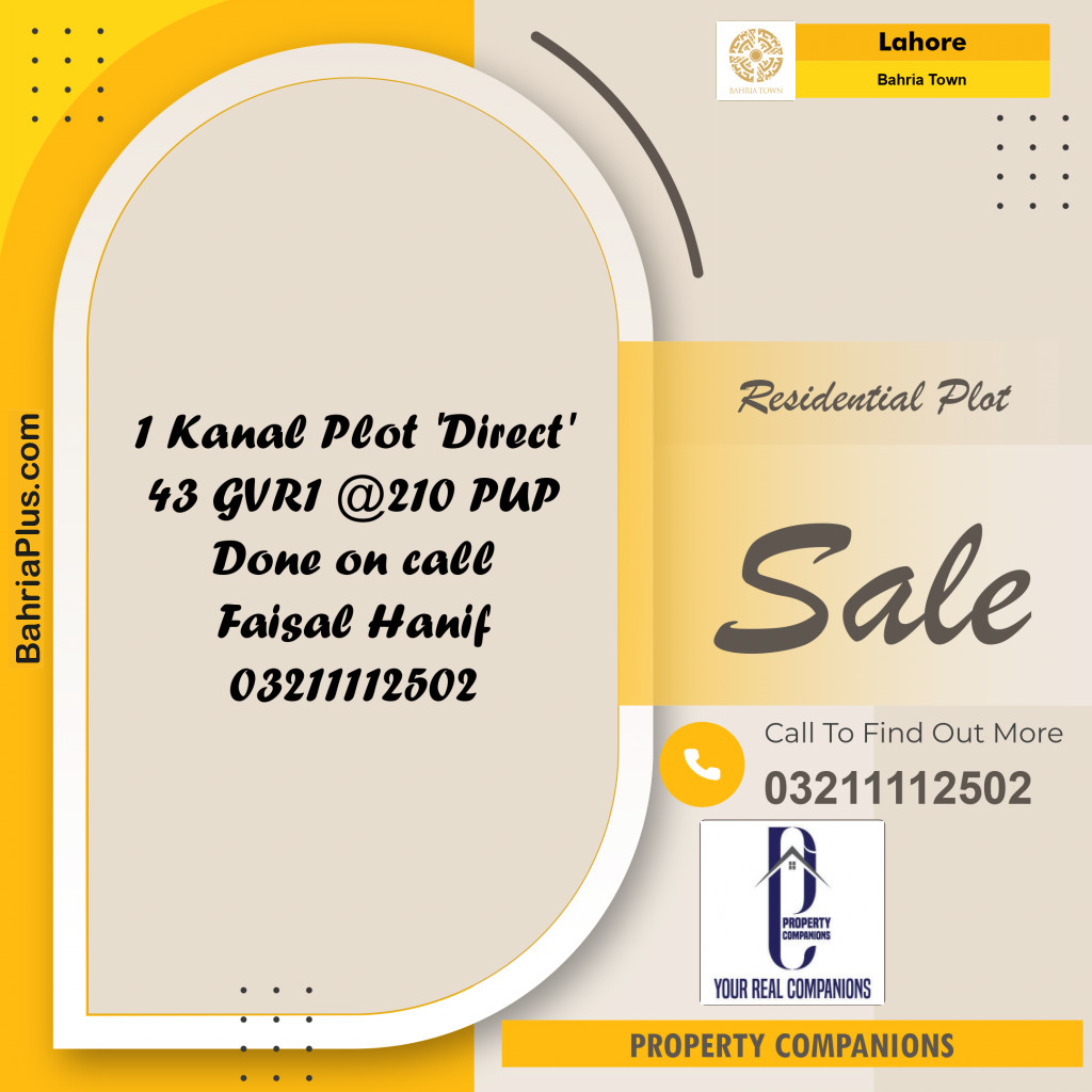 Residential Plot for Sale in Bahria Town, Lahore - (BP-224627)