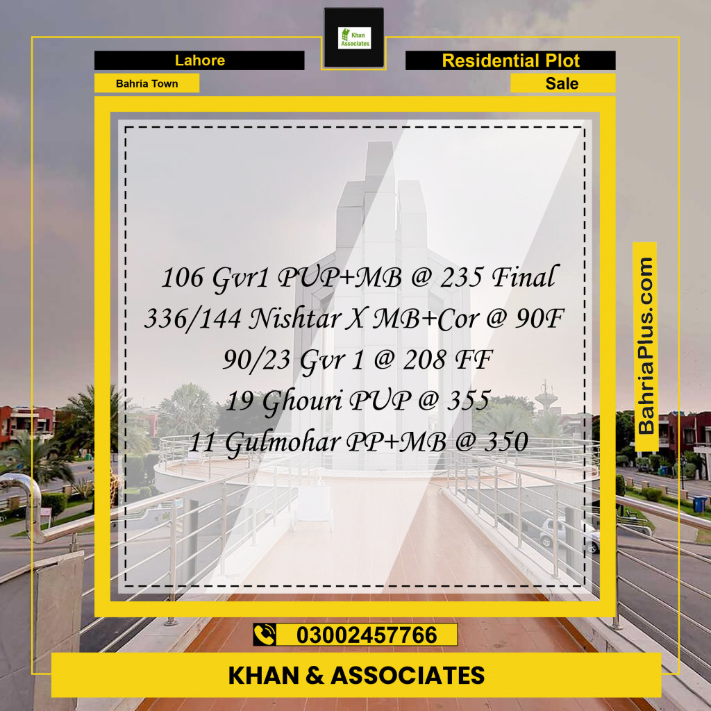 Residential Plot for Sale in Bahria Town, Lahore - (BP-224631)