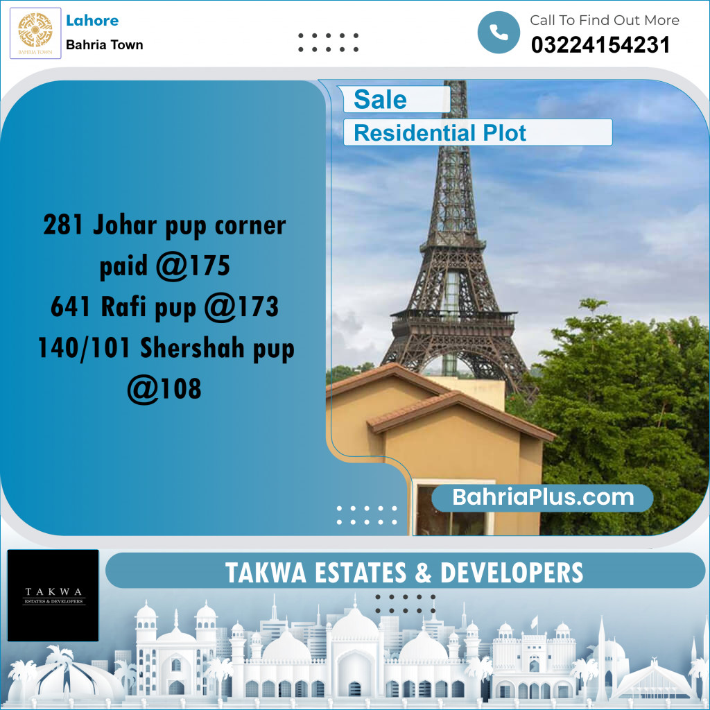 Residential Plot for Sale in Bahria Town, Lahore - (BP-224643)