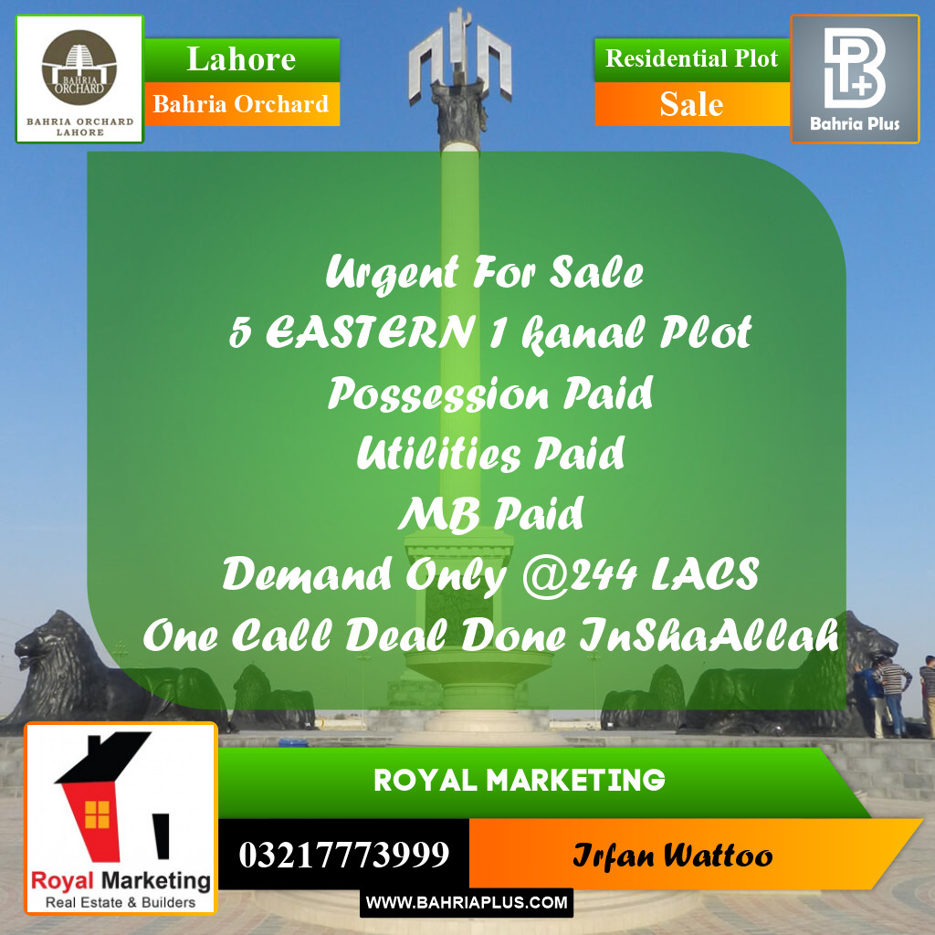 Residential Plot for Sale in Bahria Orchard, Lahore - (BP-224644)