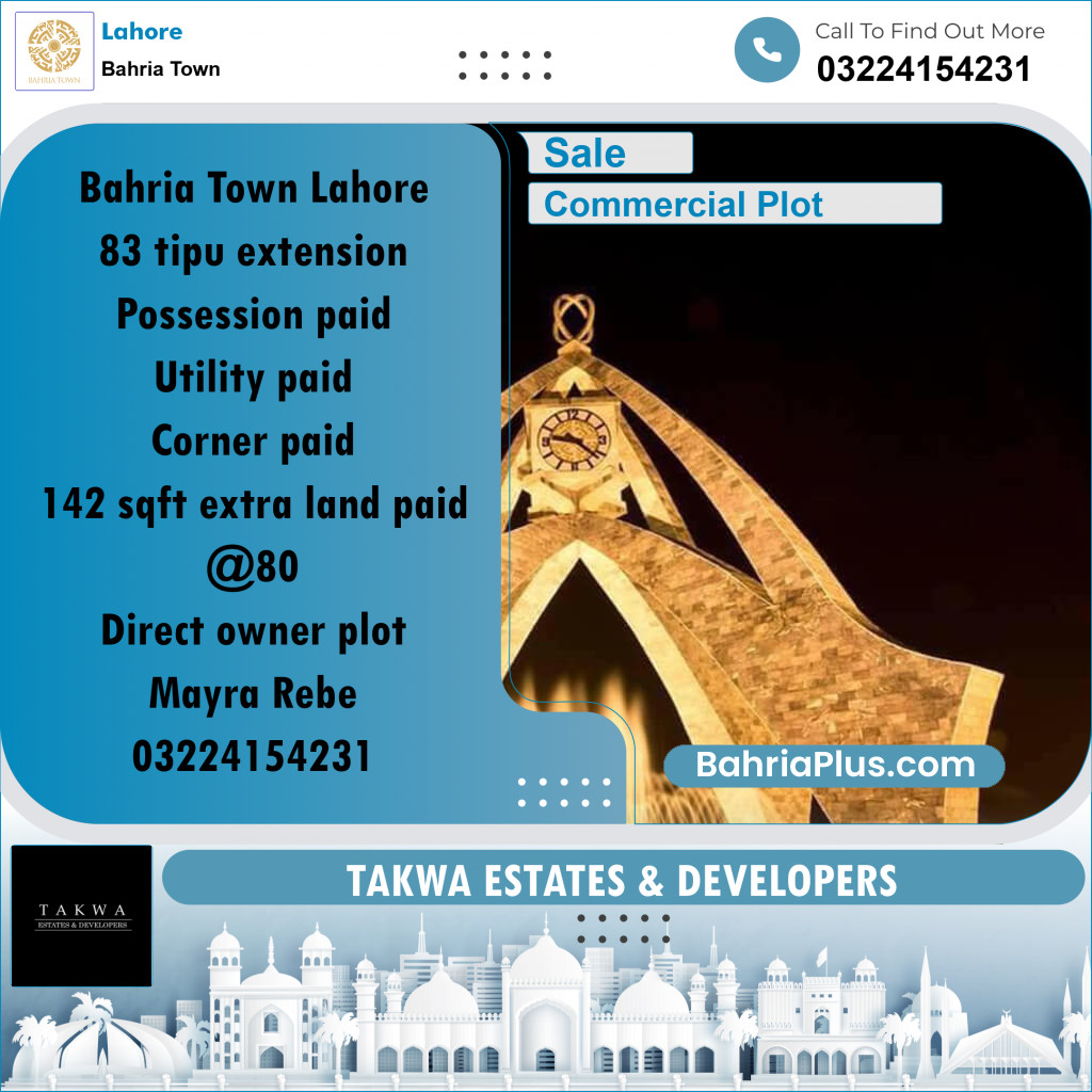 Commercial Plot for Sale in Bahria Town, Lahore - (BP-224646)