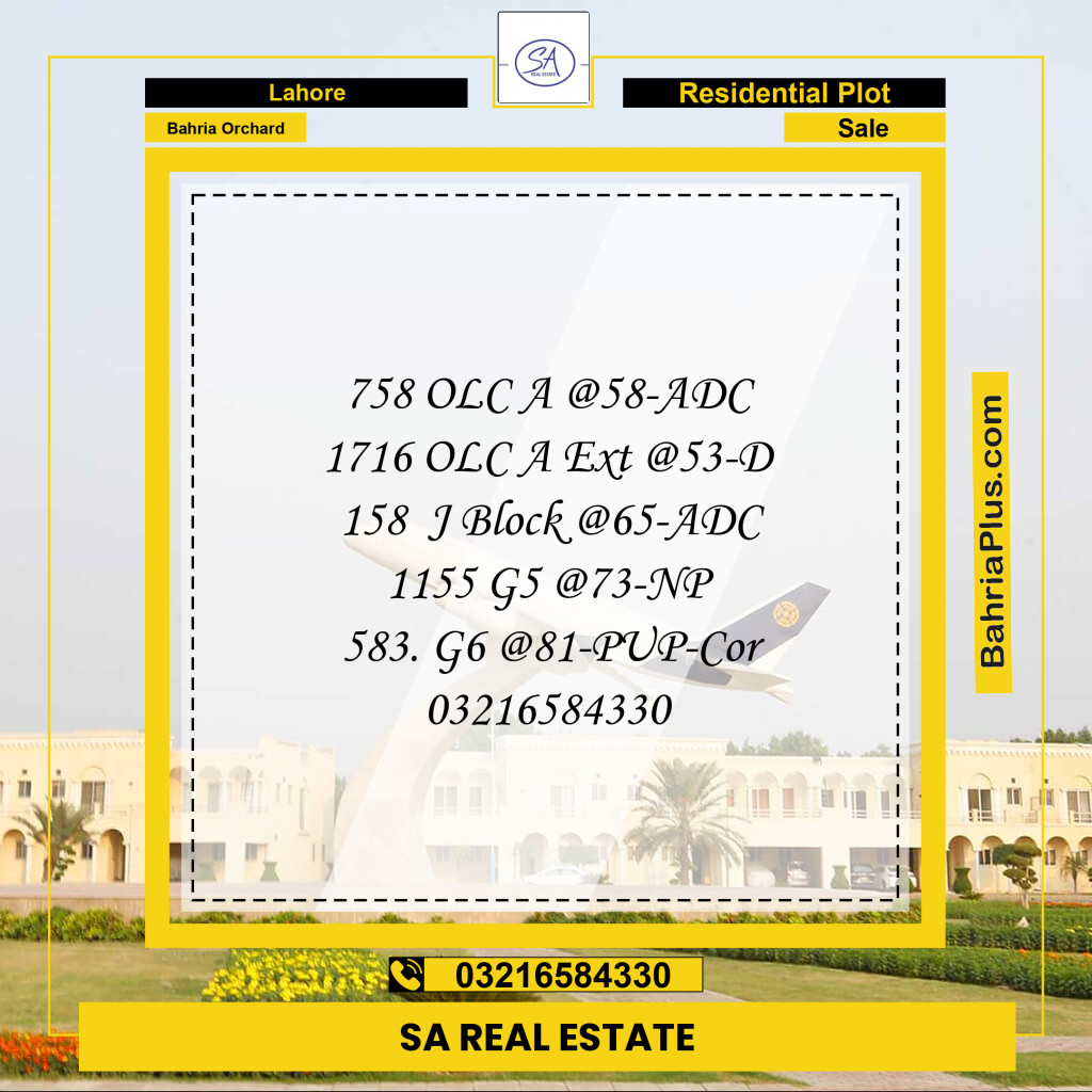 Residential Plot for Sale in Bahria Orchard, Lahore - (BP-224705)