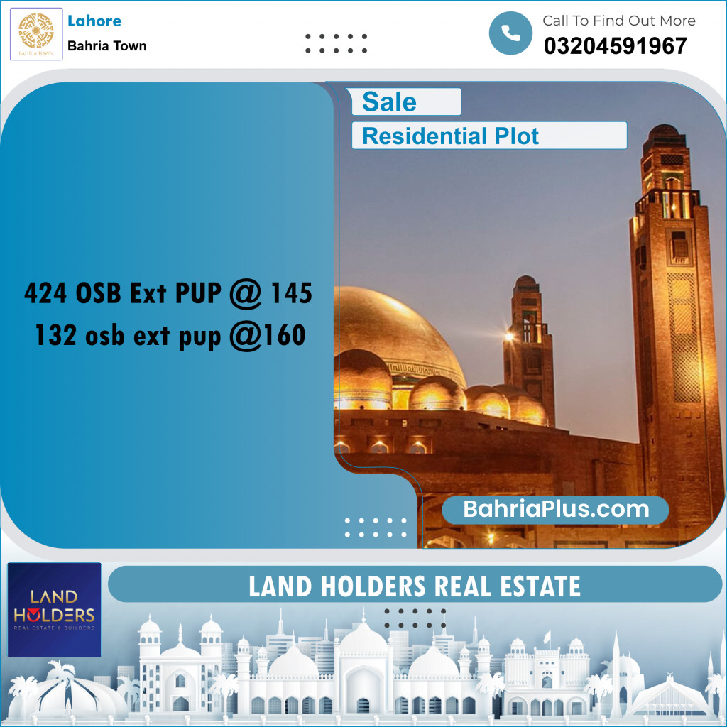 Residential Plot for Sale in Bahria Town, Lahore - (BP-224709)
