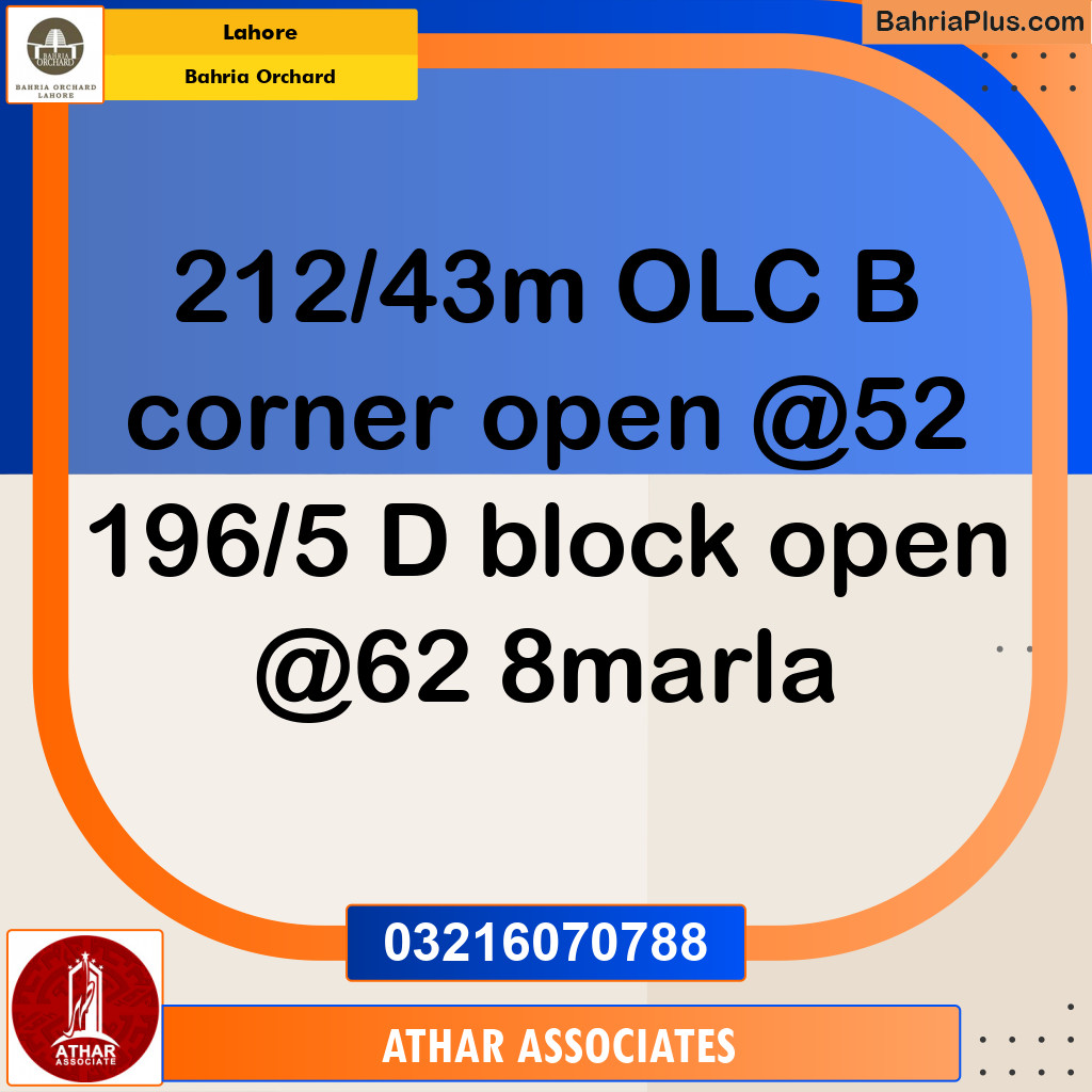 5 Marla Residential Plot for Sale in Bahria Orchard, Lahore - (BP-224838)