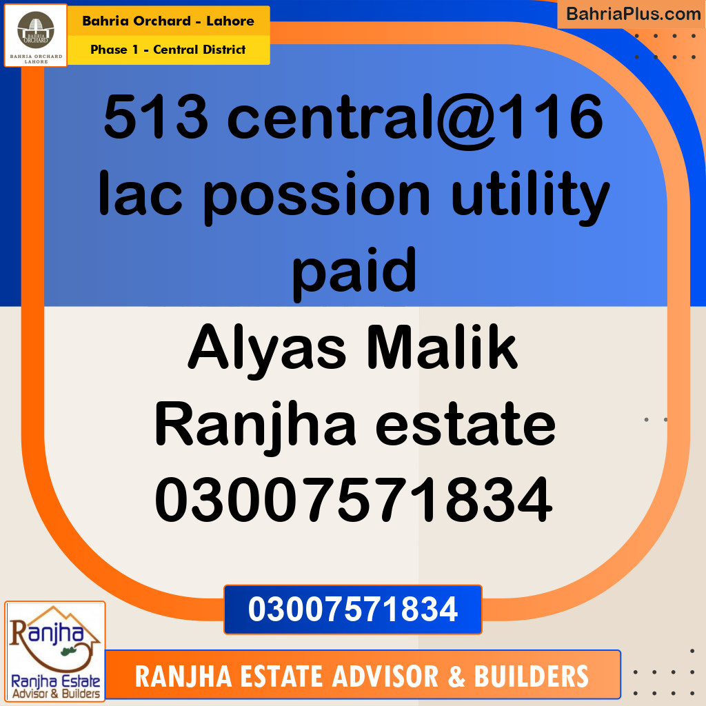 10 Marla Residential Plot for Sale in Phase 1 - Central District - Bahria Orchard, Lahore - (BP-224843)