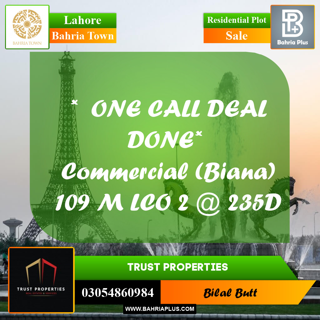 Residential Plot for Sale in Bahria Town, Lahore - (BP-224852)