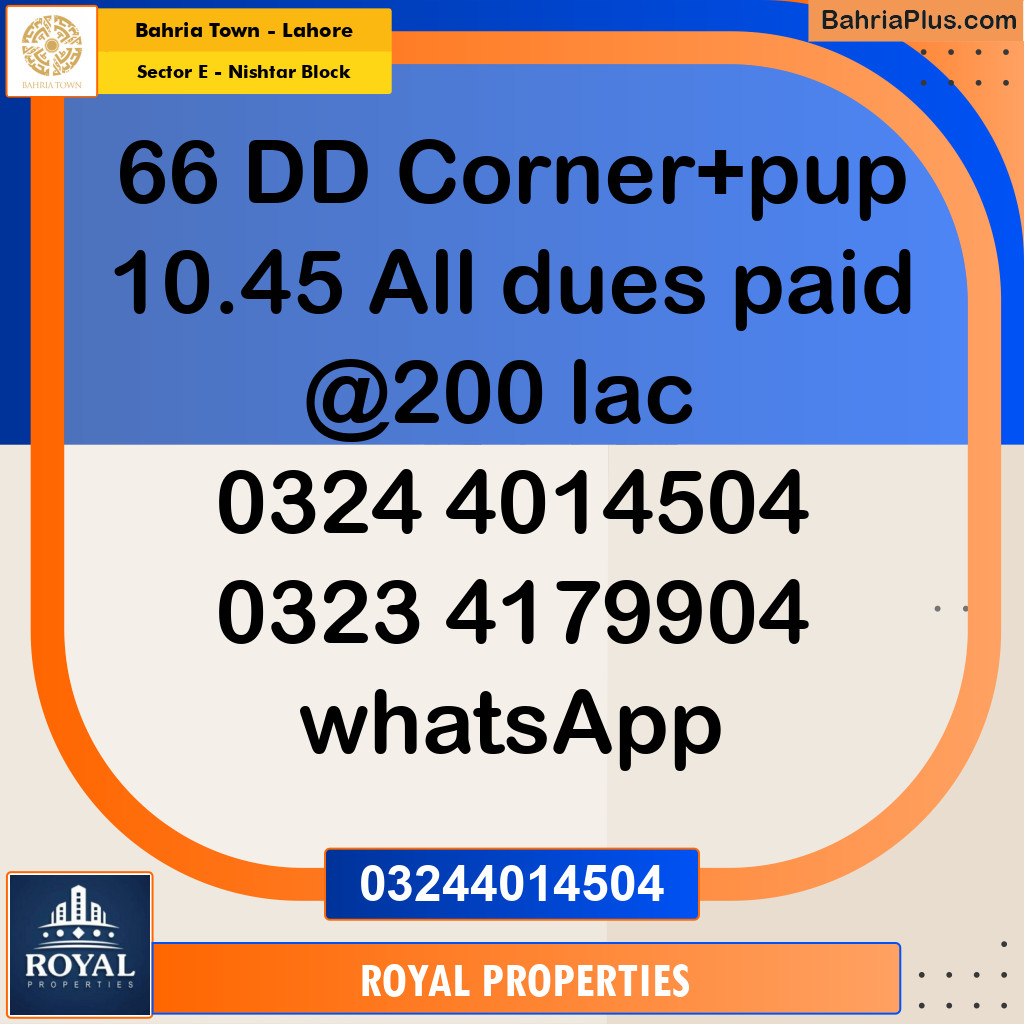 Residential Plot for Sale in Sector E - Nishtar Block - Bahria Town, Lahore - (BP-224865)