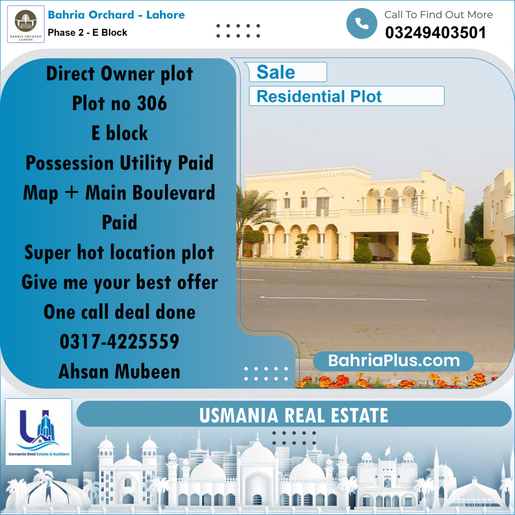 5 Marla Residential Plot for Sale in Phase 2 - E Block -  Bahria Orchard, Lahore - (BP-224895)