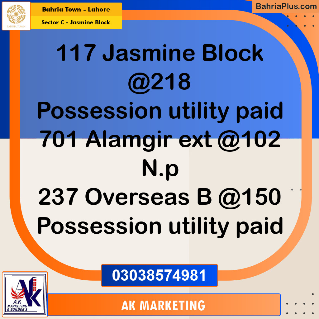 10 Marla Residential Plot for Sale in Sector C - Jasmine Block -  Bahria Town, Lahore - (BP-224906)