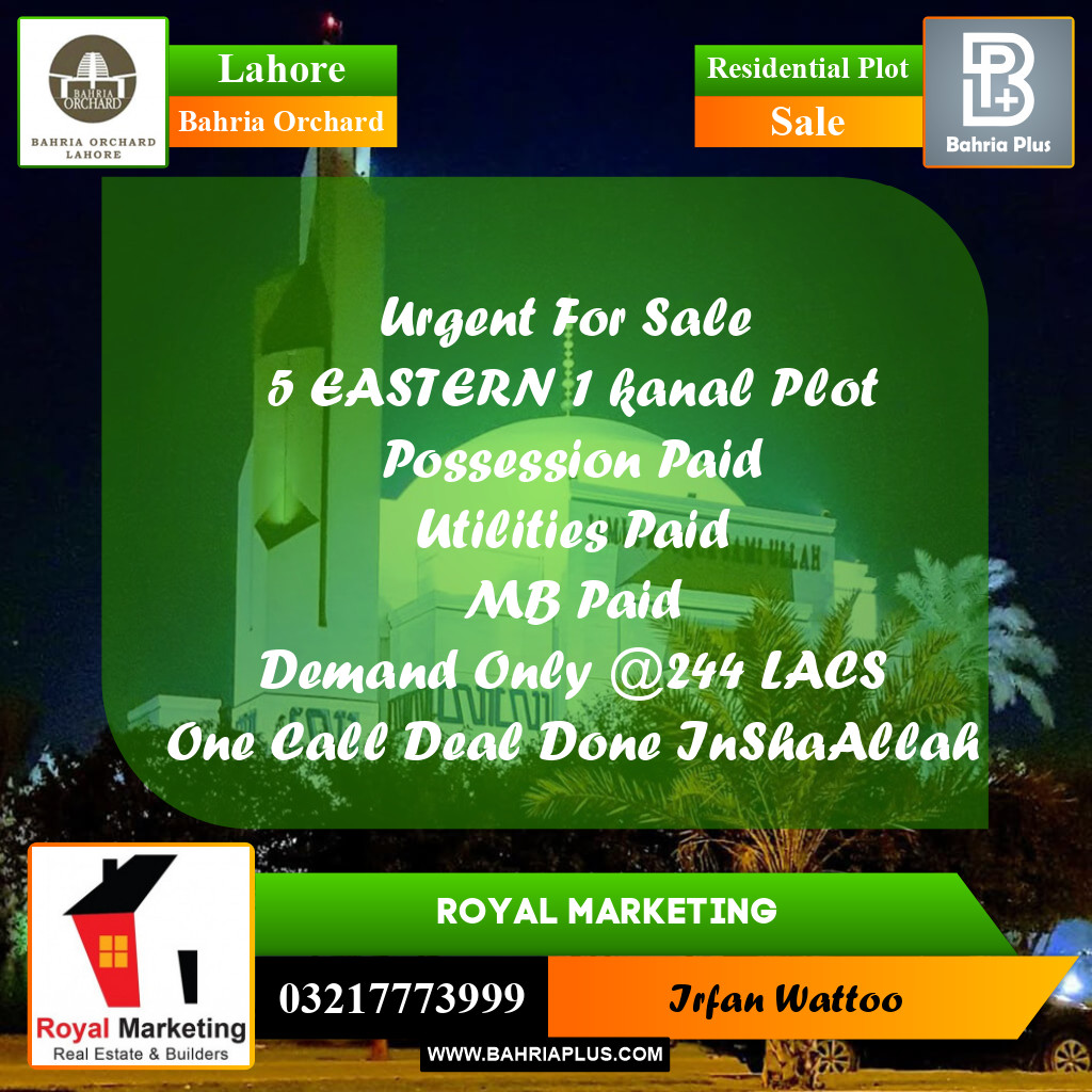 Residential Plot for Sale in Bahria Orchard, Lahore - (BP-224914)