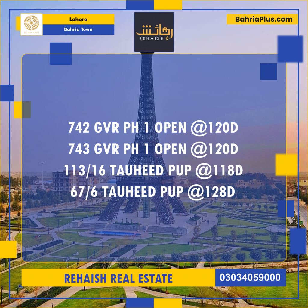 Residential Plot for Sale in Bahria Town, Lahore - (BP-224947)