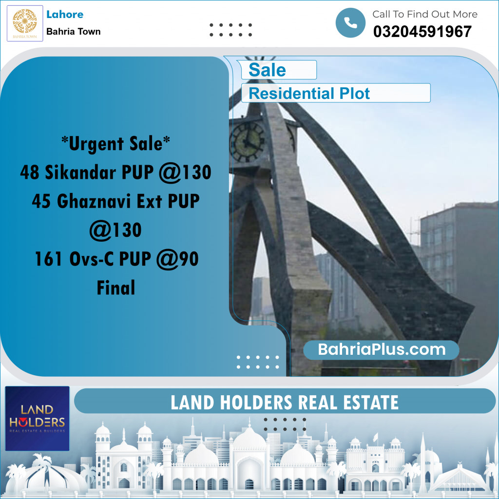 Residential Plot for Sale in Bahria Town, Lahore - (BP-224966)