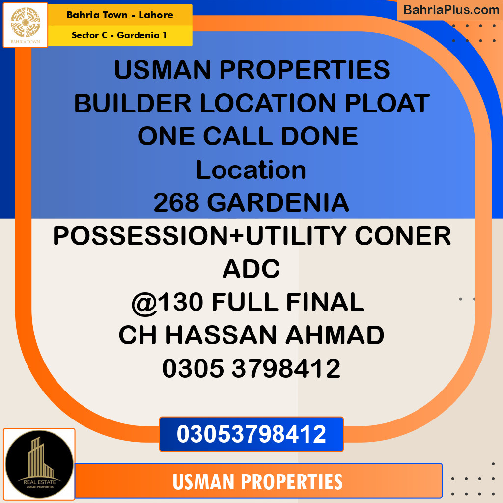 6.11 Marla Residential Plot for Sale in Sector C - Gardenia 1 -  Bahria Town, Lahore - (BP-225031)