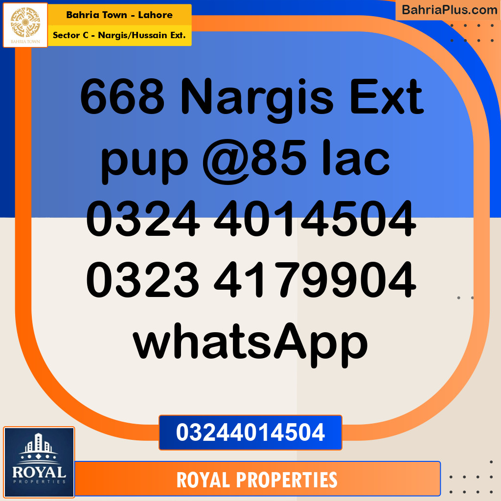 Residential Plot for Sale in Sector C - Nargis/Hussain Ext. - Bahria Town, Lahore - (BP-225032)