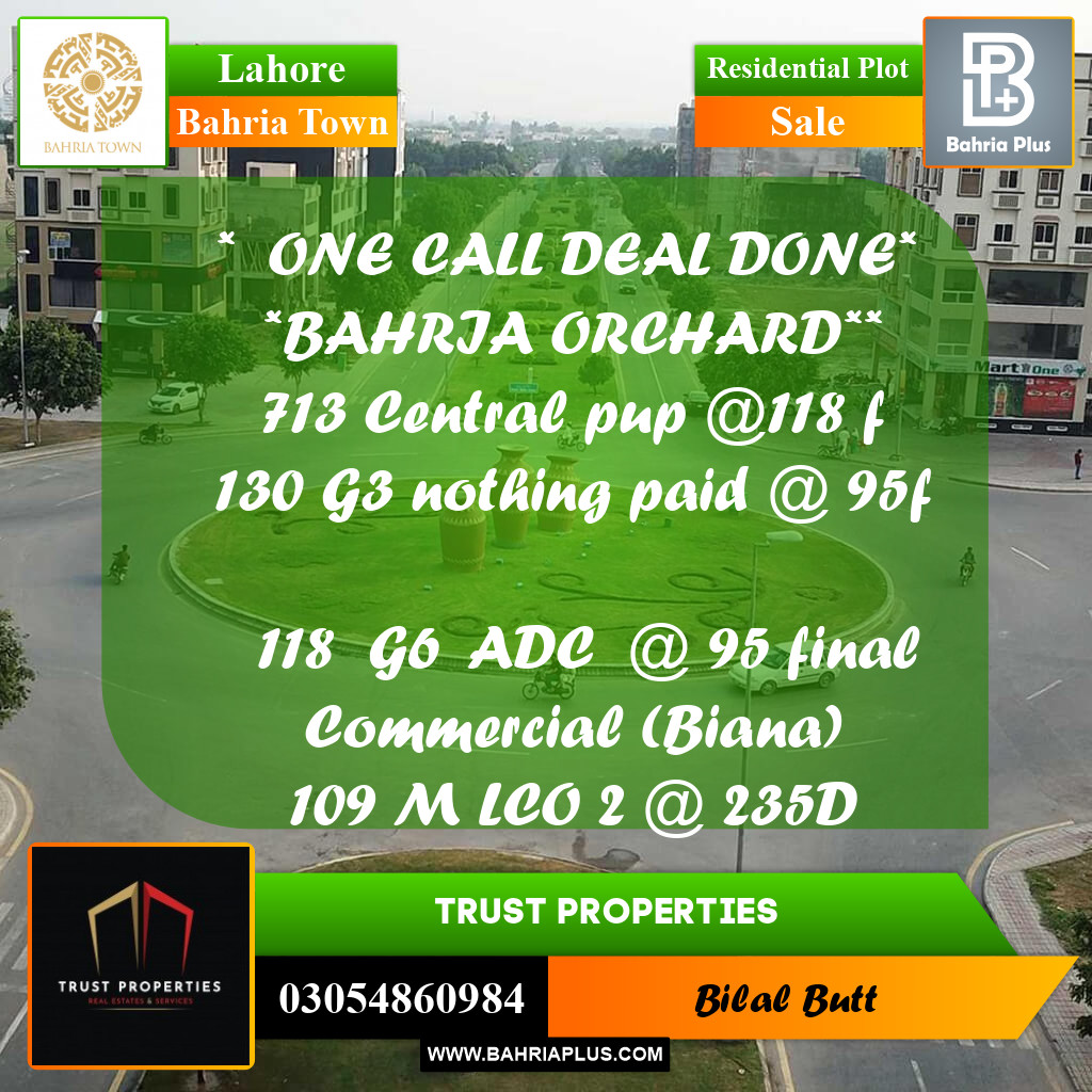 Residential Plot for Sale in Bahria Town, Lahore - (BP-225056)