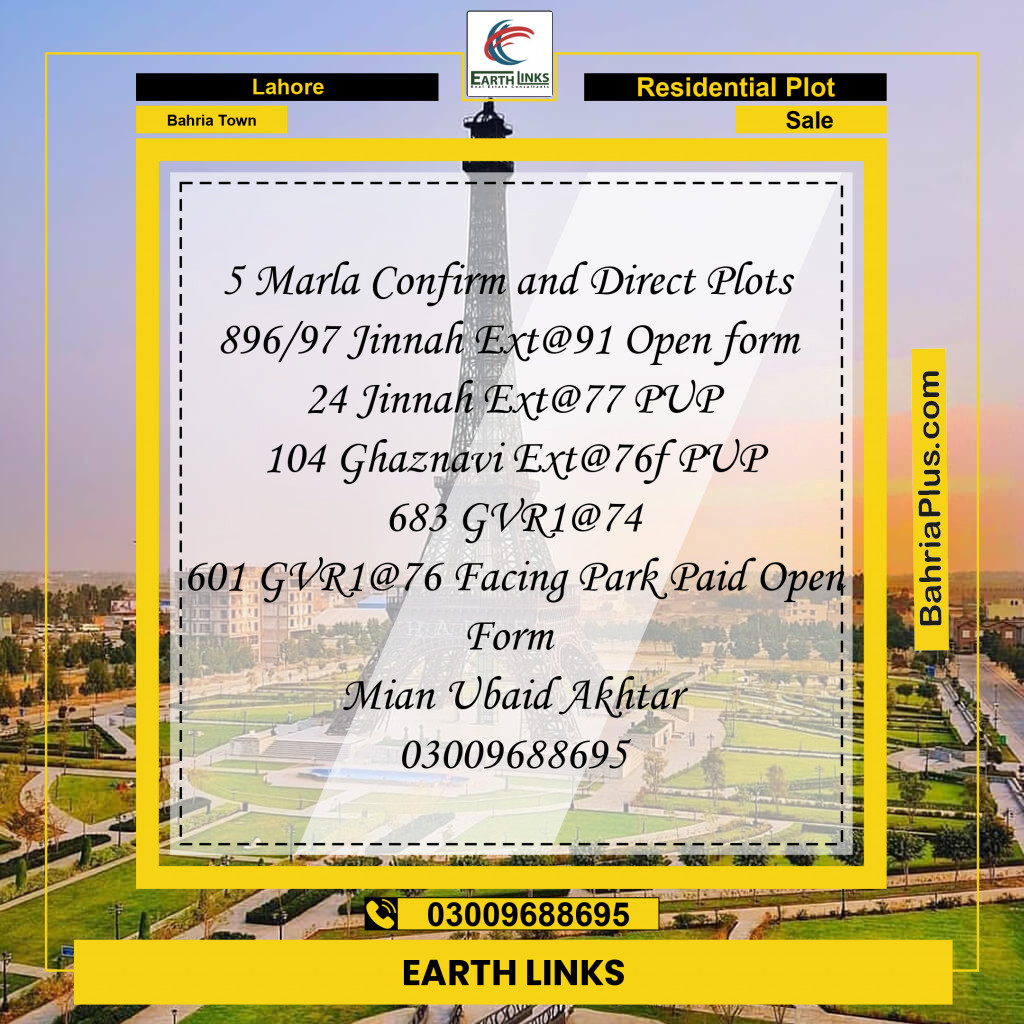 Residential Plot for Sale in Bahria Town, Lahore - (BP-225103)