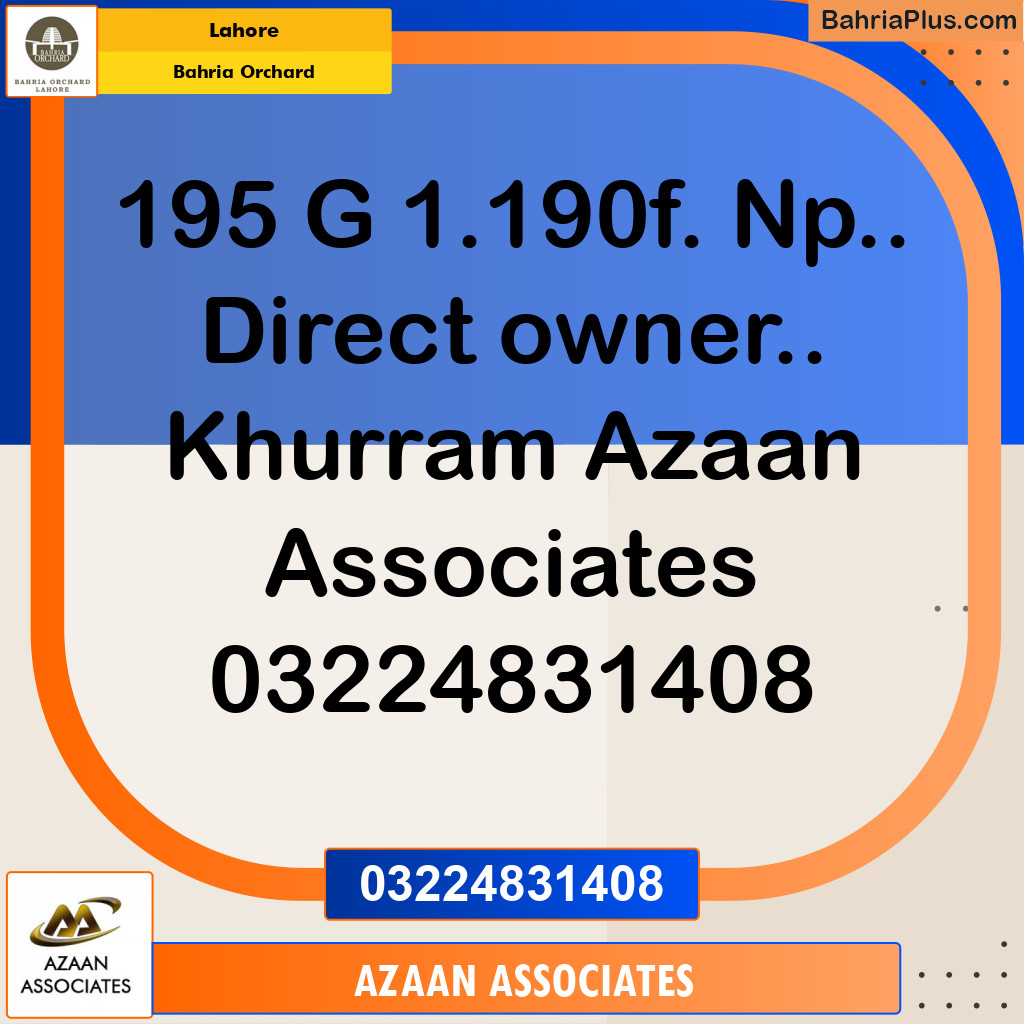 Residential Plot for Sale in Bahria Orchard, Lahore - (BP-225116)