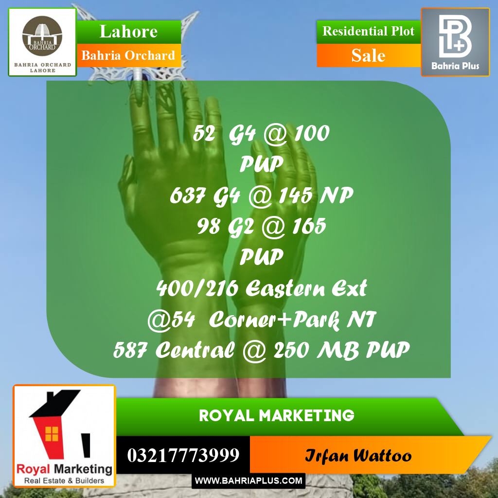 Residential Plot for Sale in Bahria Orchard, Lahore - (BP-225122)