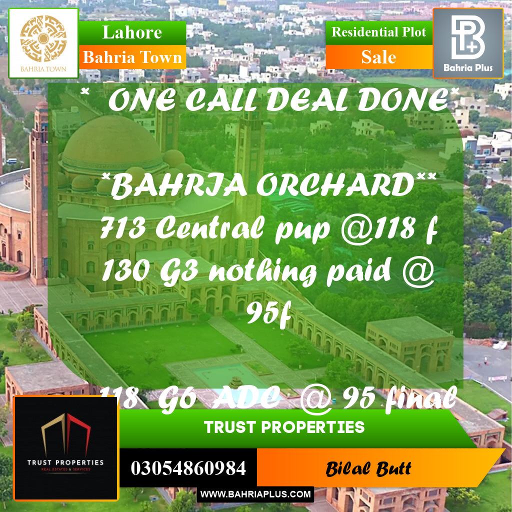 Residential Plot for Sale in Bahria Town, Lahore - (BP-225130)