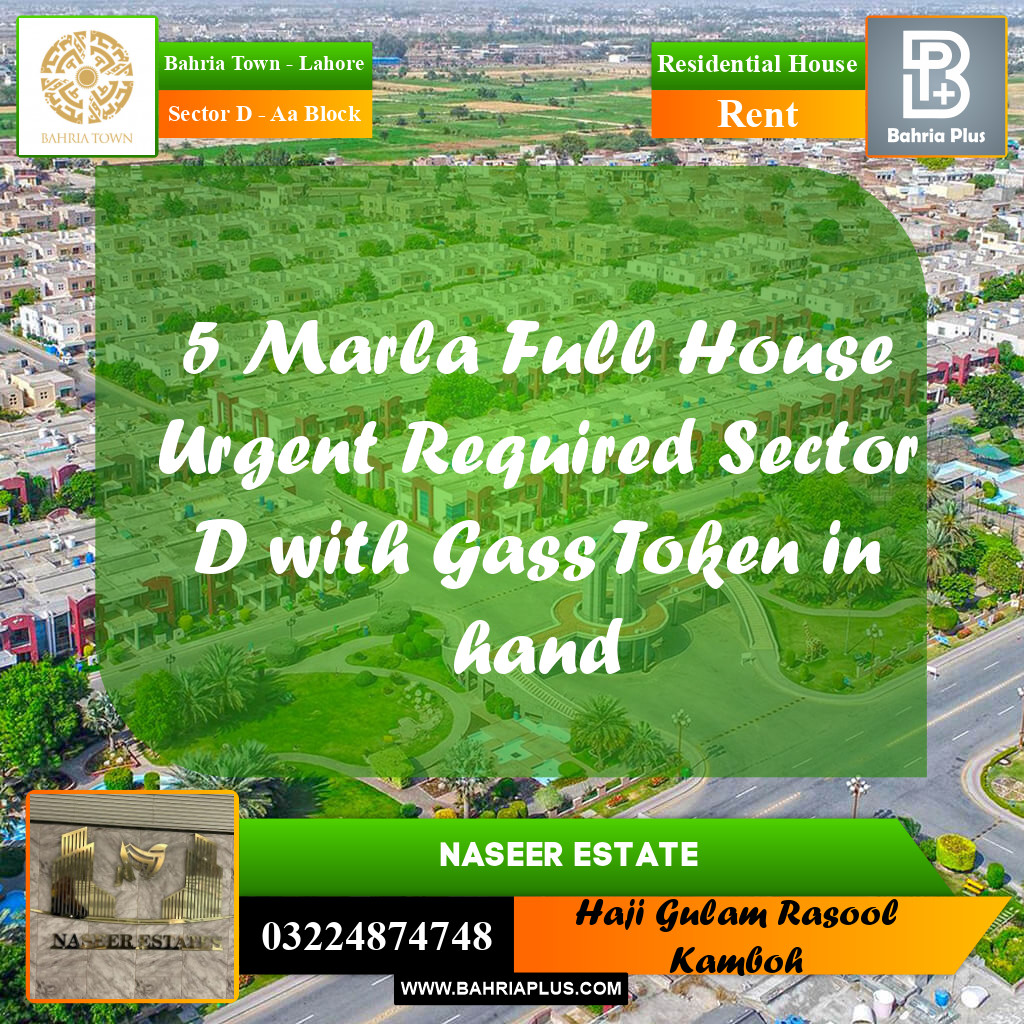 5 Marla Residential House for Rent in Sector D - AA Block - Bahria Town, Lahore - (BP-225137)