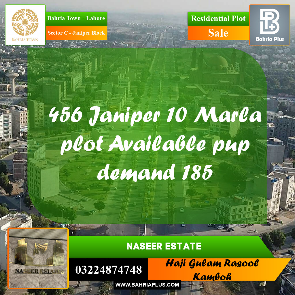 10 Marla Residential Plot for Sale in Sector C - Janiper Block -  Bahria Town, Lahore - (BP-225165)