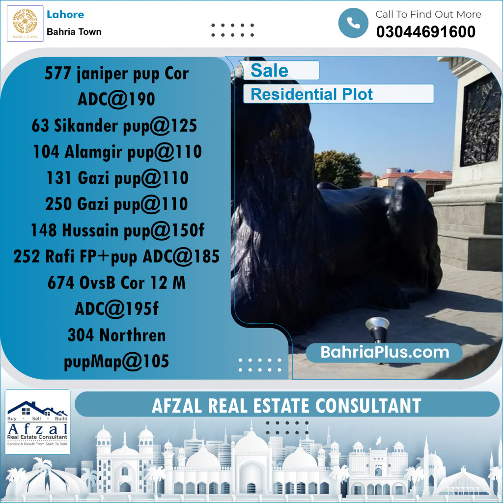 Residential Plot for Sale in Bahria Town, Lahore - (BP-225180)