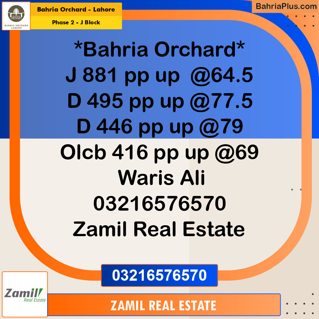 8 Marla Residential Plot for Sale in Phase 2 - J Block -  Bahria Orchard, Lahore - (BP-225183)