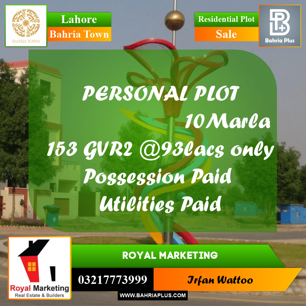 Residential Plot for Sale in Bahria Town, Lahore - (BP-225205)