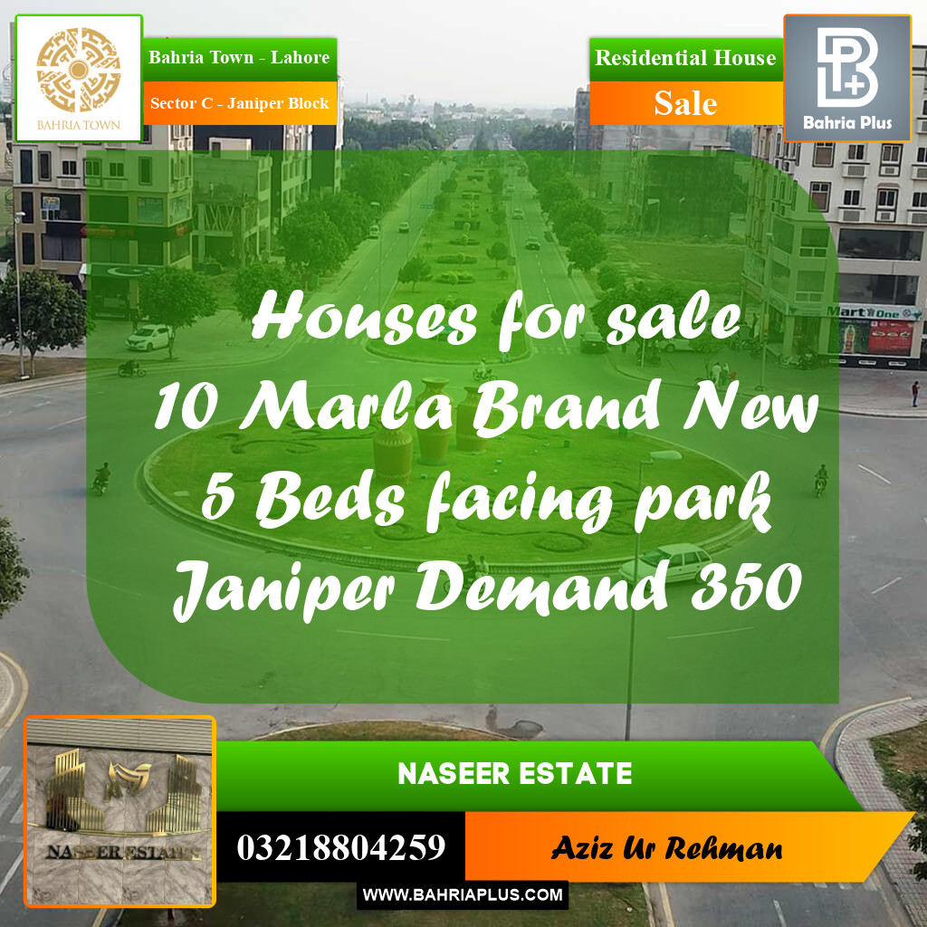 10 Marla Residential House for Sale in Sector C - Janiper Block - Bahria Town, Lahore - (BP-225208)
