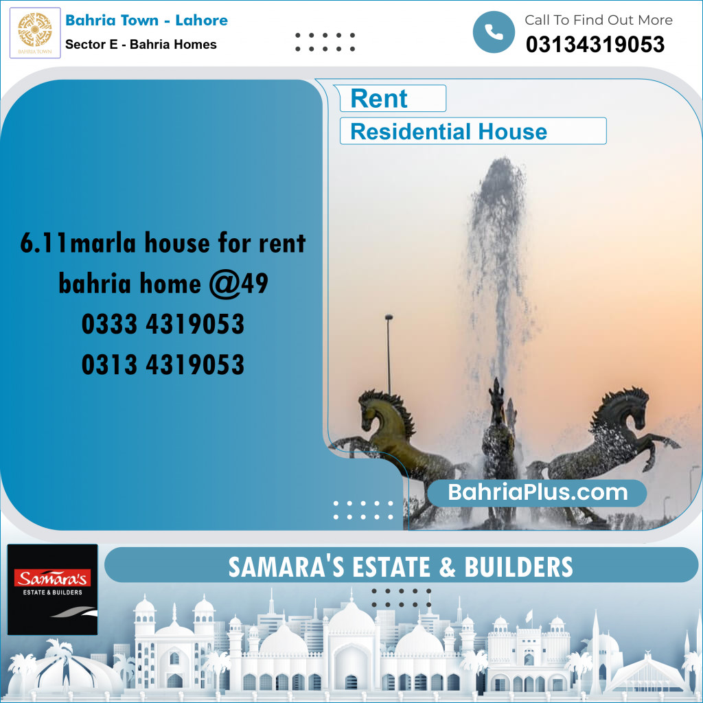 6 Marla Residential House for Rent in Sector E - Bahria Homes -  Bahria Town, Lahore - (BP-225241)