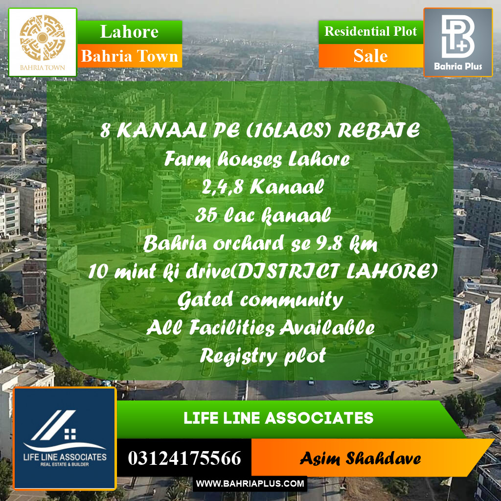 Residential Plot for Sale in Bahria Town, Lahore - (BP-225303)