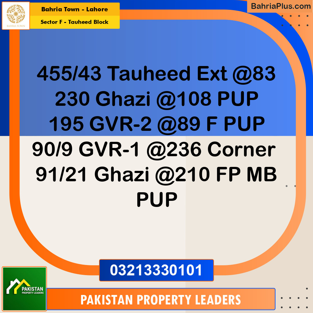 5 Marla Residential Plot for Sale in Sector F - Tauheed Block -  Bahria Town, Lahore - (BP-225339)